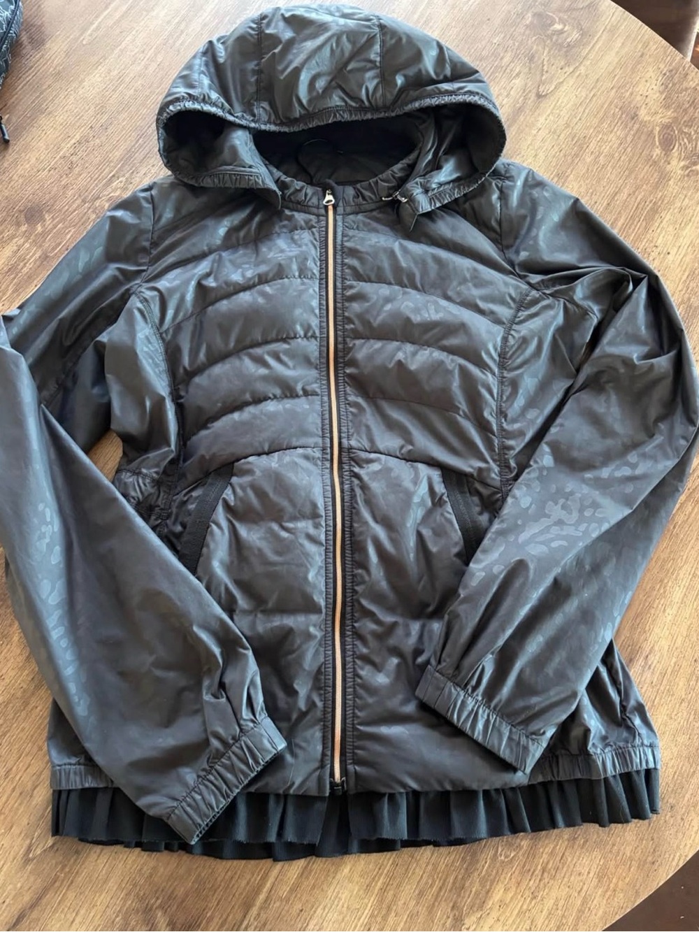 lululemon athletica Black Quilted Hooded Bomber Jacket